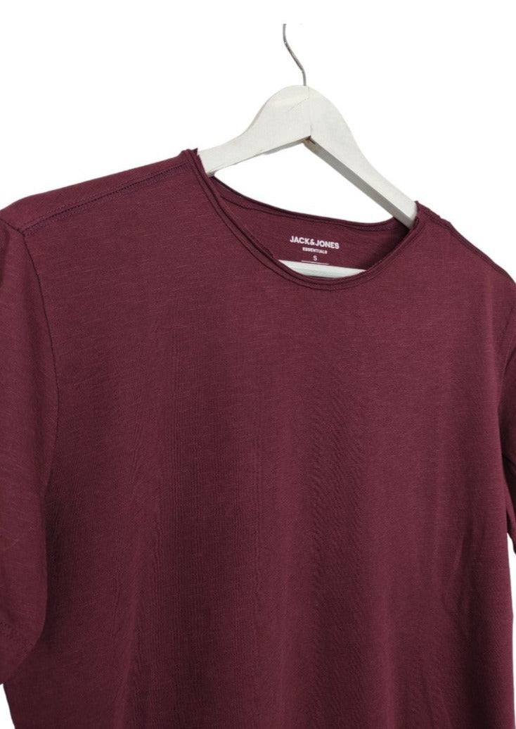 Outlet, Ανδρική Μπλούζα - T-Shirt JACK & JONES σε Μπορντό χρώμα (Small)