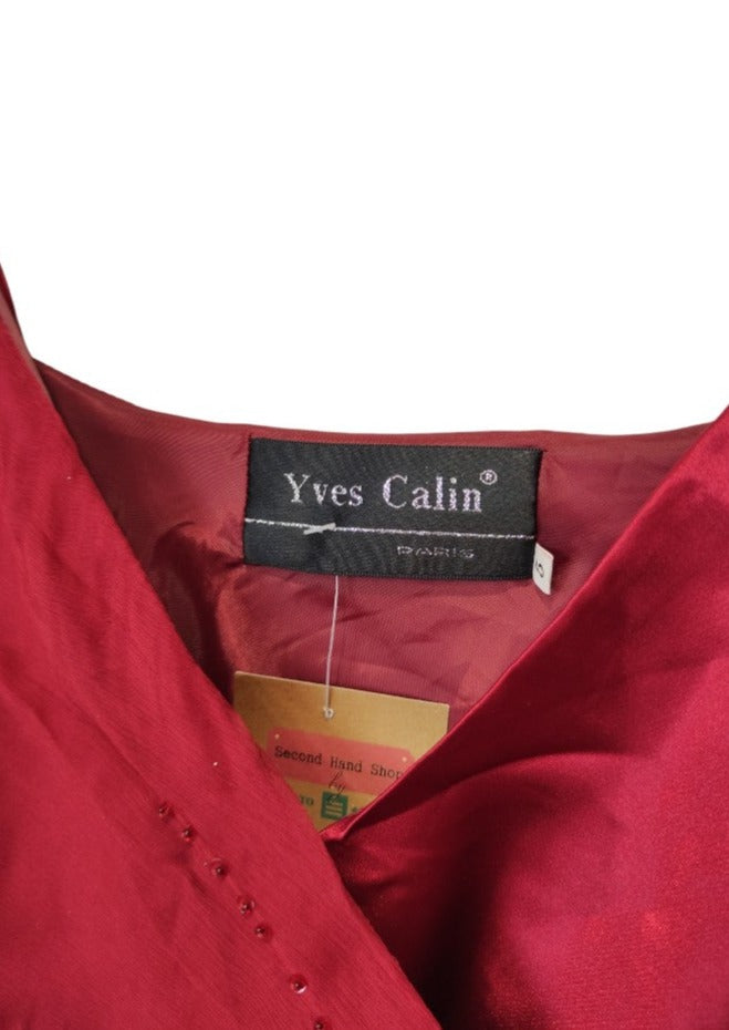 Vintage, Maxi, Βραδινό Φόρεμα YVES CALIN Paris σε Κόκκινο της Φωτιάς (Medium)