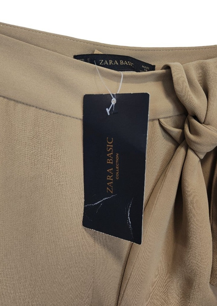 Stock, Γυναικείο Παντελόνι ZARA σε Καφέ/Μπεζ χρώμα (Small-No36)