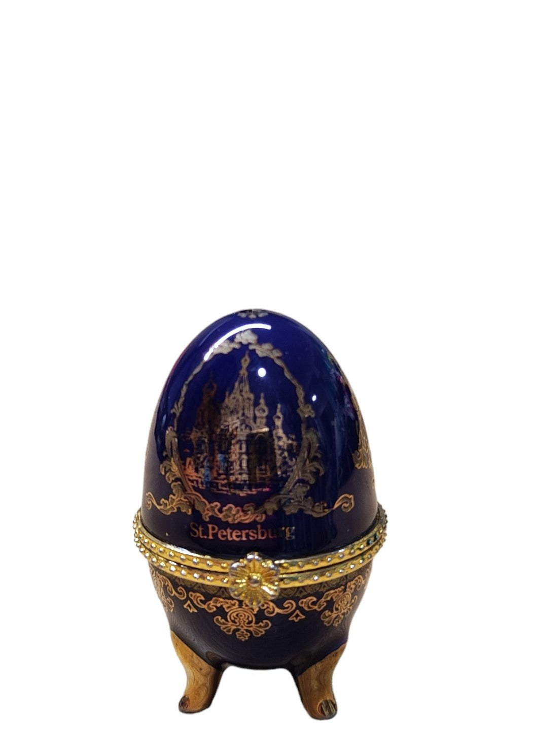 Vintage, Διακοσμητικό Αυγό St. PETERSBURG (Στυλ Fabergé) με Σκούρο Μπλε χρώμα