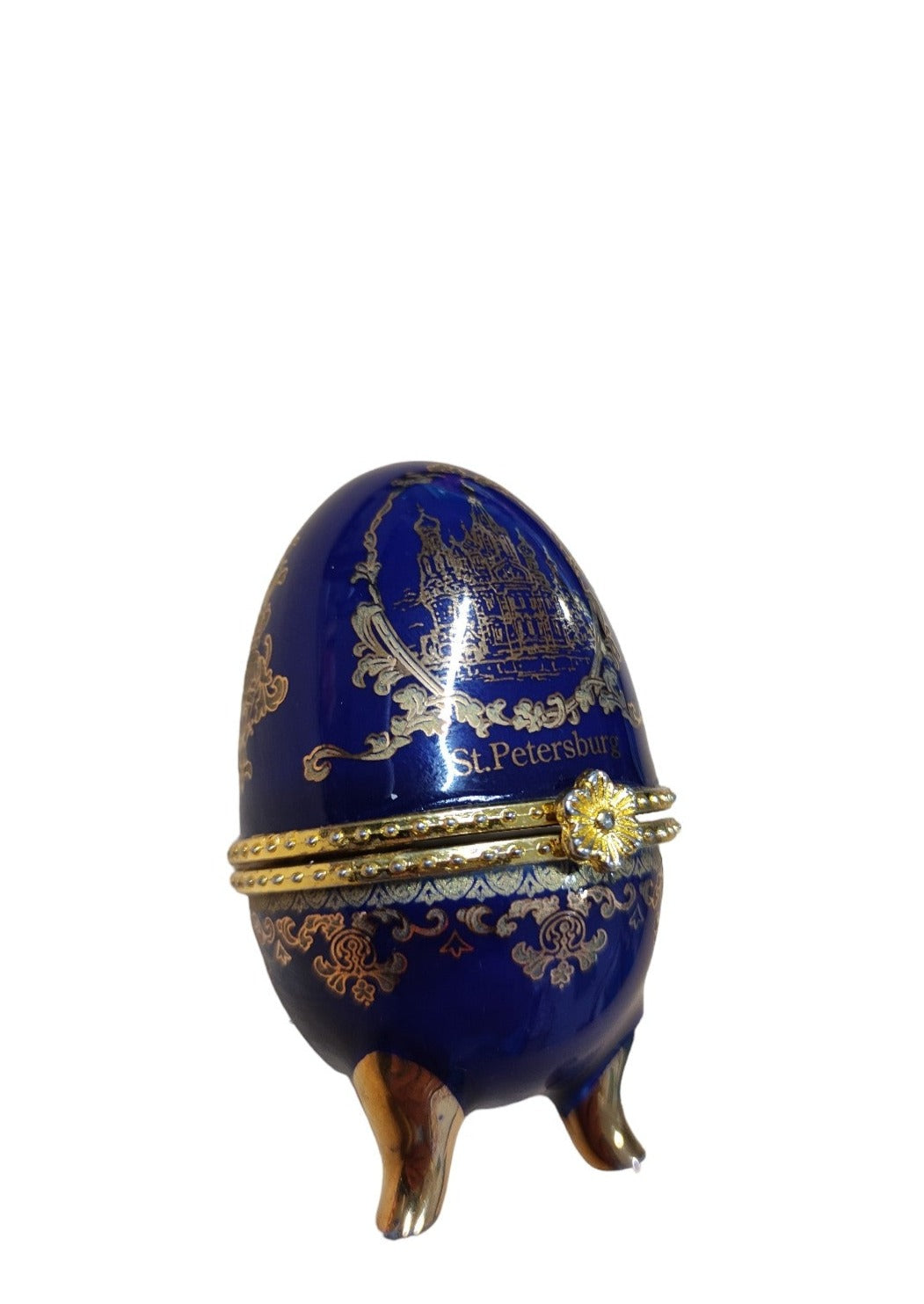 Vintage, Διακοσμητικό Αυγό St. PETERSBURG (Στυλ Fabergé) με Σκούρο Μπλε χρώμα