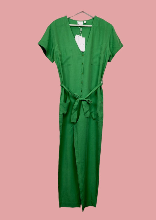 Ολόσωμη, Γυναικεία Φόρμα VILA σε Πράσινο Χρώμα (No34-S - Περιέχει Λινό)