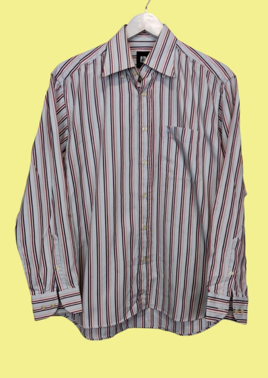 Ριγέ Ανδρικό Πουκάμισο DI ROCCOBAROCCO σε Παλ Σιέλ χρώμα (M/ 15 1/2, 39)