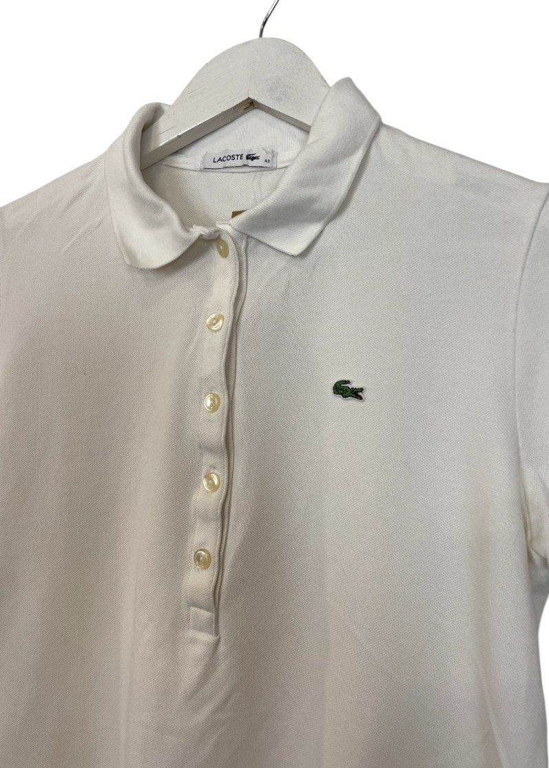 Γυναικεία Μπλούζα Τύπου Polo - T-Shirt LACOSTE σε Λευκό χρώμα (S/M)