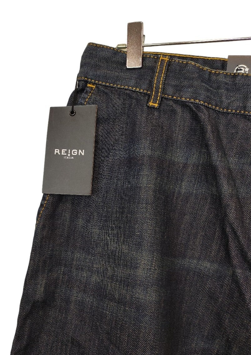 Stock, Τζιν Ανδρική Βερμούδα REIGN σε Σκούρο Denim (Medium)