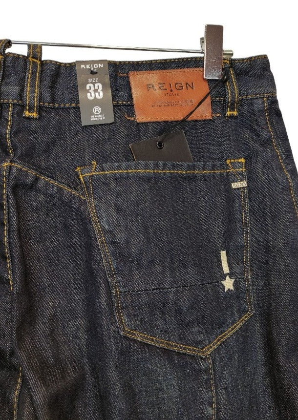 Stock, Τζιν Ανδρική Βερμούδα REIGN σε Σκούρο Denim (Medium)