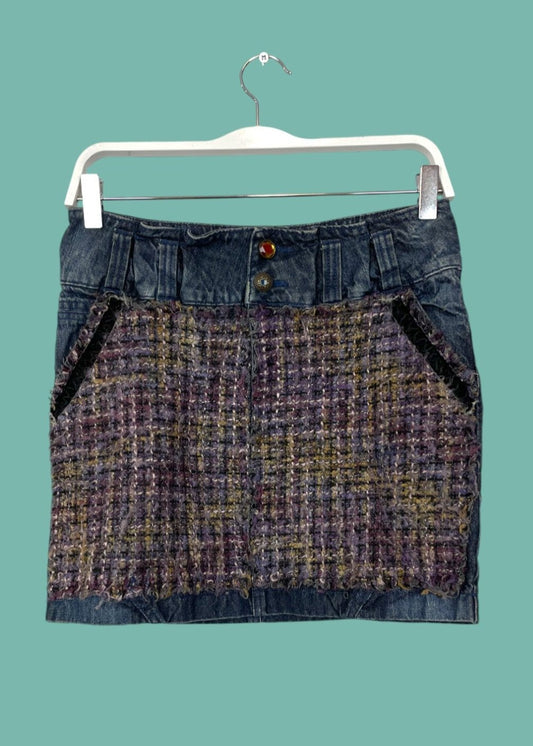 Μίνι Τζιν Φούστα DESIGUAL σε Ξεθωριασμένο Denim (Small)