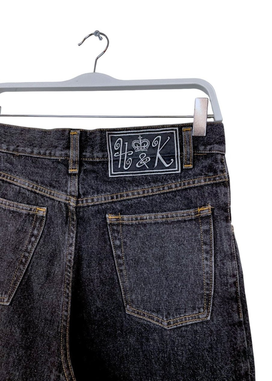 Vintage, Mom Style, Γυναικείο Τζιν Παντελόνι H&K σε Σκούρο Γκρι Denim (S/M)