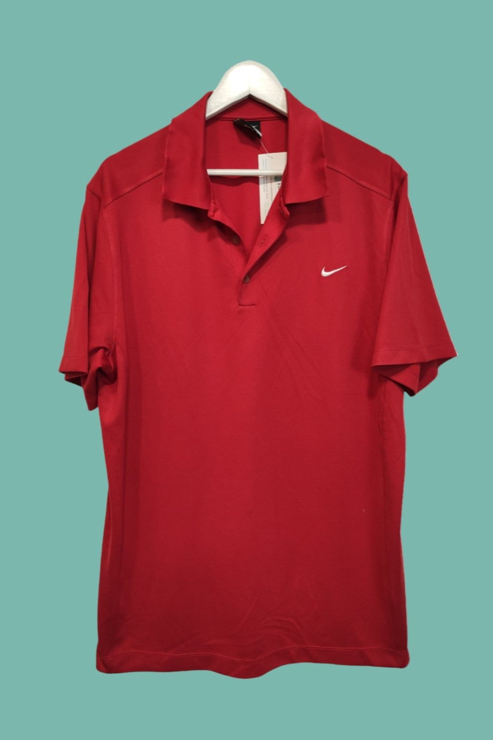 Αθλητική Ανδρική Μπλούζα - T-Shirt NIKE με γιακά σε Κόκκινο Χρώμα (XL)