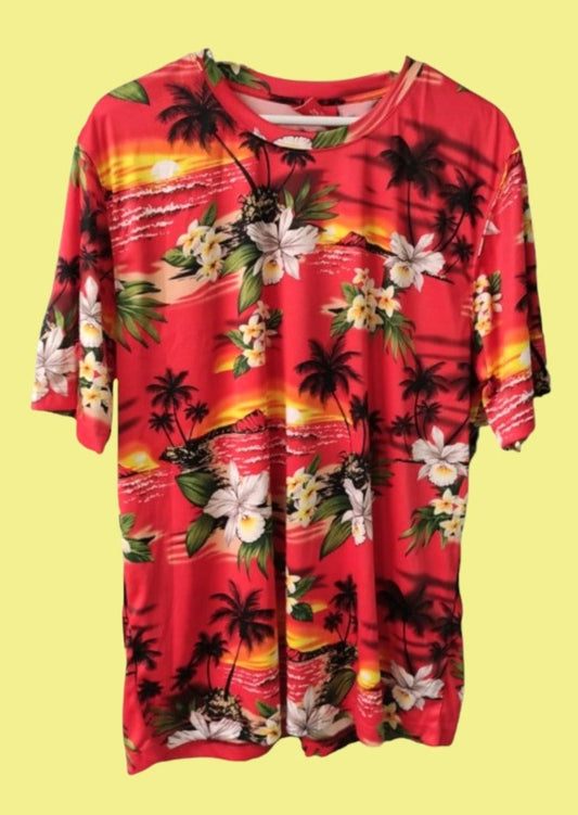 Hawaiian Ανδρική Μπλούζα - T-Shirt LOWES σε Κόκκινο χρώμα (Large)