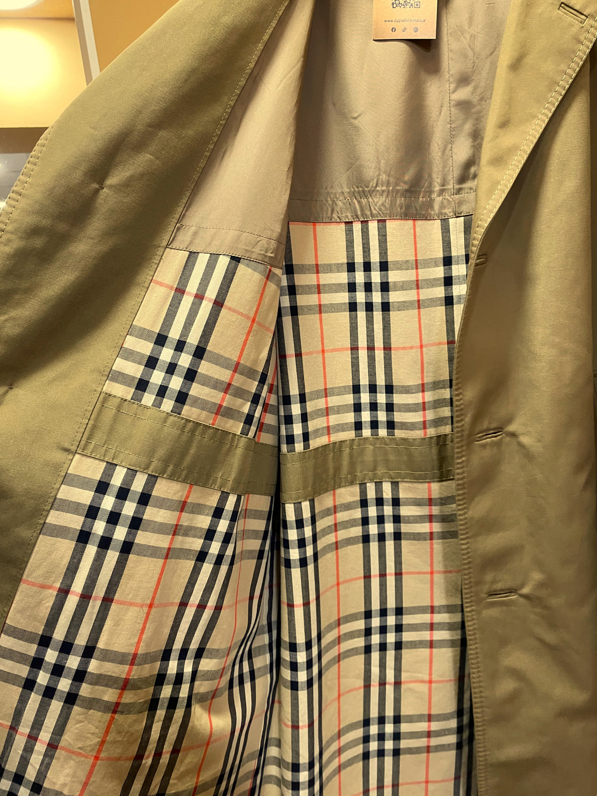Premium, Vintage Ανδρική Καμπαρντίνα BURBERRY Art. 8402 σε Μπεζ - Λαδί Χρώμα (Large)