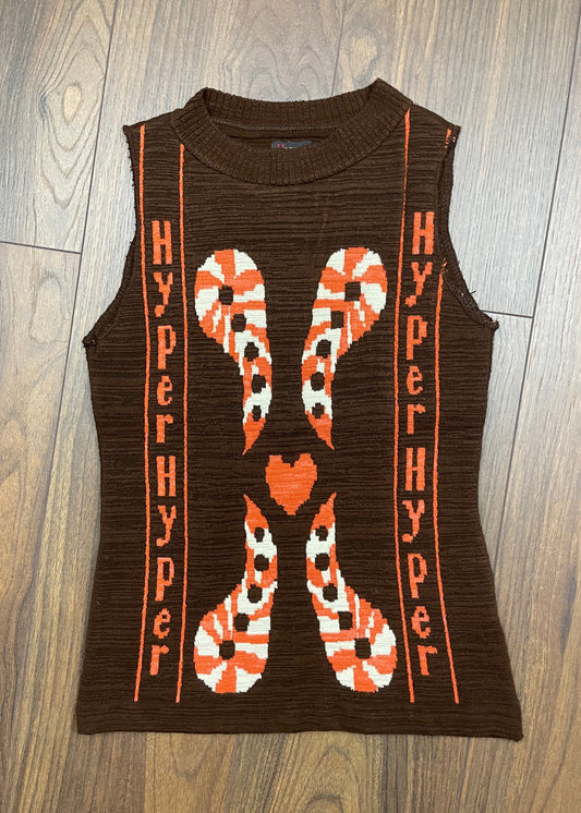 Dead Stock Γυναικεία Πλεκτή Μπλούζα / Αμάνικο Πουλόβερ HYPER σε Καφέ χρώμα (Small)