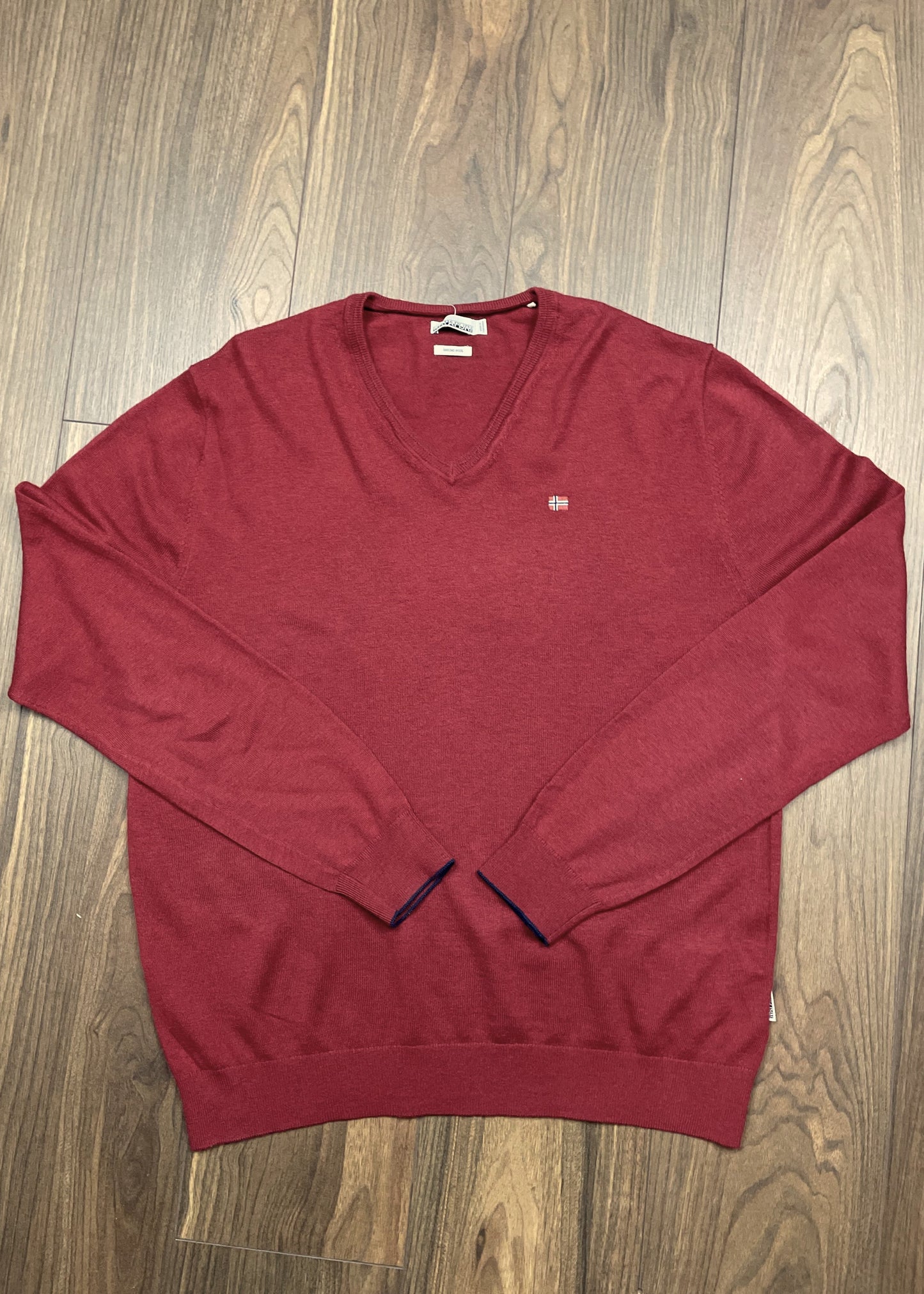Ανδρική Μάλλινη Μπλούζα / Λεπτό Πουλόβερ NAPAPIJRI Merino σε Βουργουνδί χρώμα (Large)