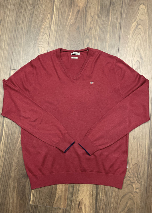 Ανδρική Μάλλινη Μπλούζα / Λεπτό Πουλόβερ NAPAPIJRI Merino σε Βουργουνδί χρώμα (Large)