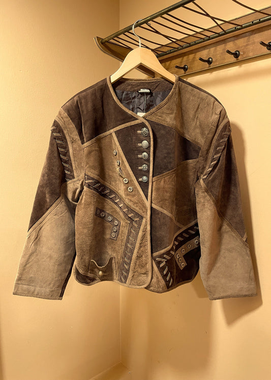 Vintage, Δερμάτινο / Καστόρ Γυναικείο Τζάκετ σε Καφέ χρώμα (Large)