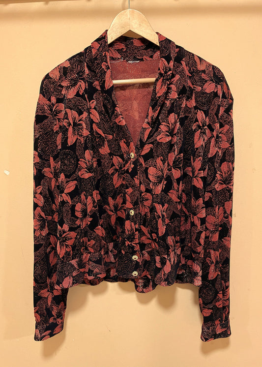 Vintage, Εμπριμέ Γυναικείο Πουκάμισο σε Μαύρο - Κεραμιδί χρώμα (2XL-50)