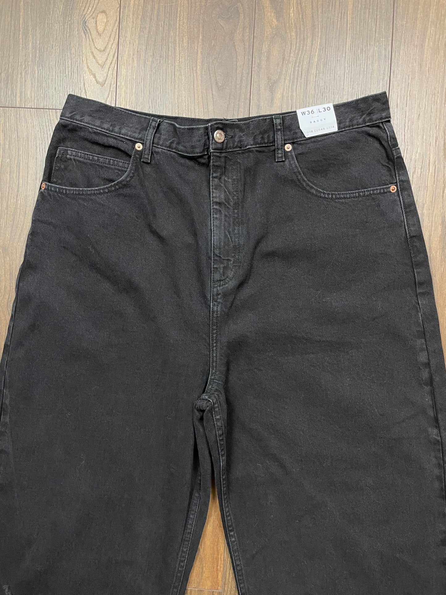 Stock, Γυναικείο Tζιν Παντελόνι TOPSHOP Baggy σε Μαύρο χρώμα (No. 46 - 2XL)