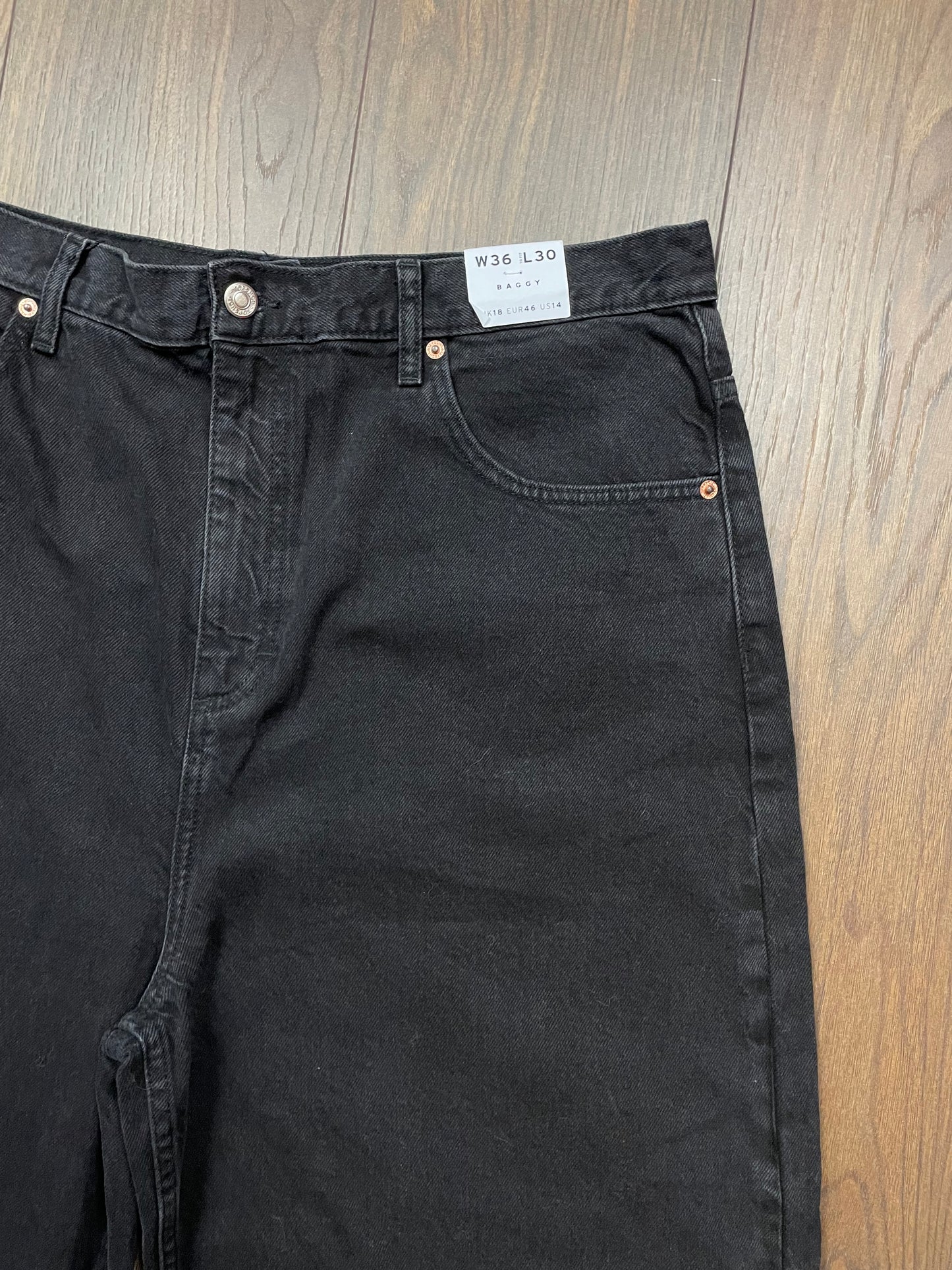 Stock, Γυναικείο Tζιν Παντελόνι TOPSHOP Baggy σε Μαύρο χρώμα (No. 46 - 2XL)