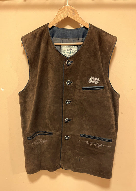 Vintage, Δερμάτινο / Καστόρ Aνδρικό Γιλέκο NATURAL LIFE σε Καφέ - Σοκολά Χρώμα (Άνετο M)