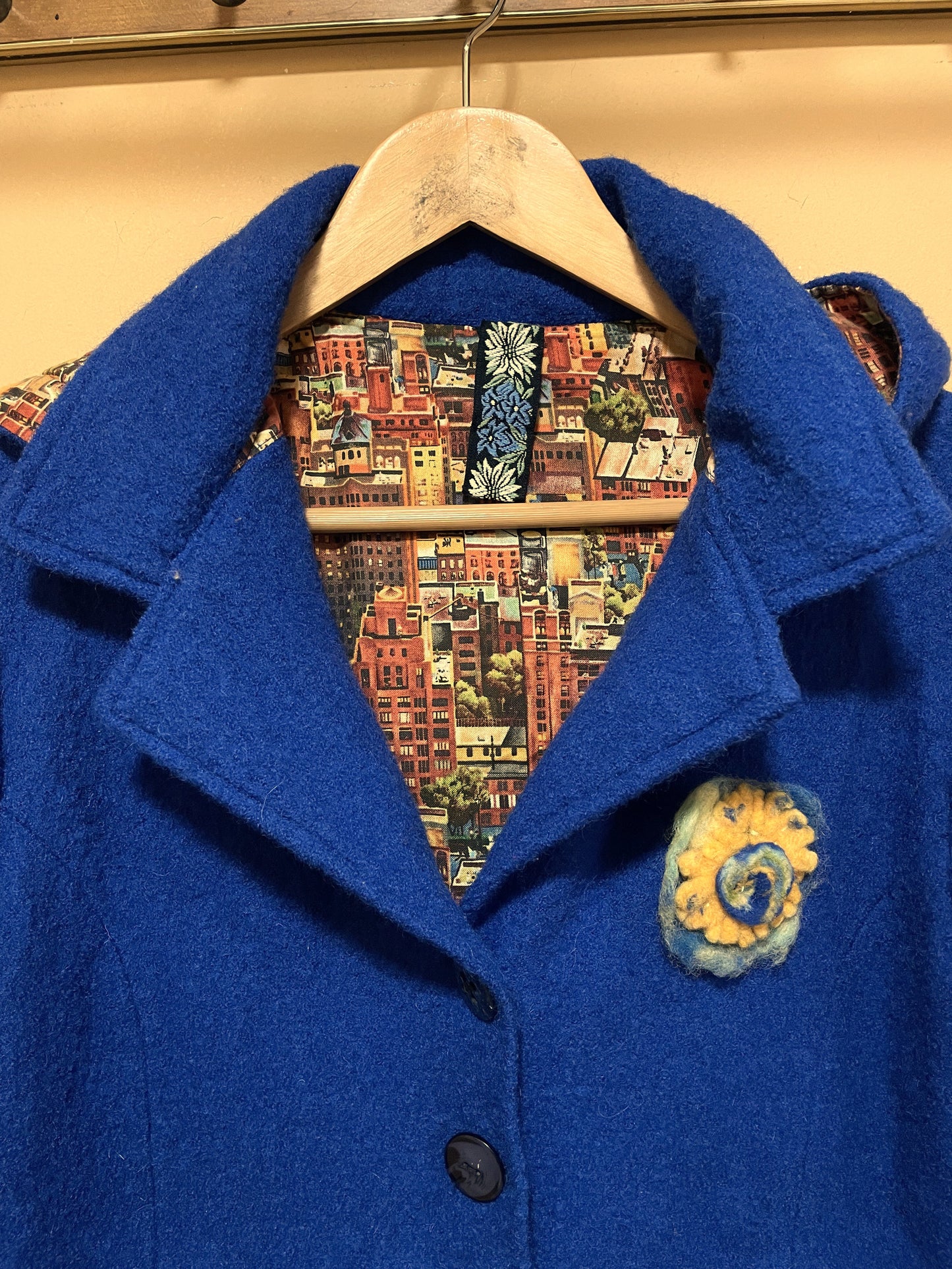 Vintage Γυναικείο Σακάκι με Κουκούλα σε Μπλε Ρουά (S/M)