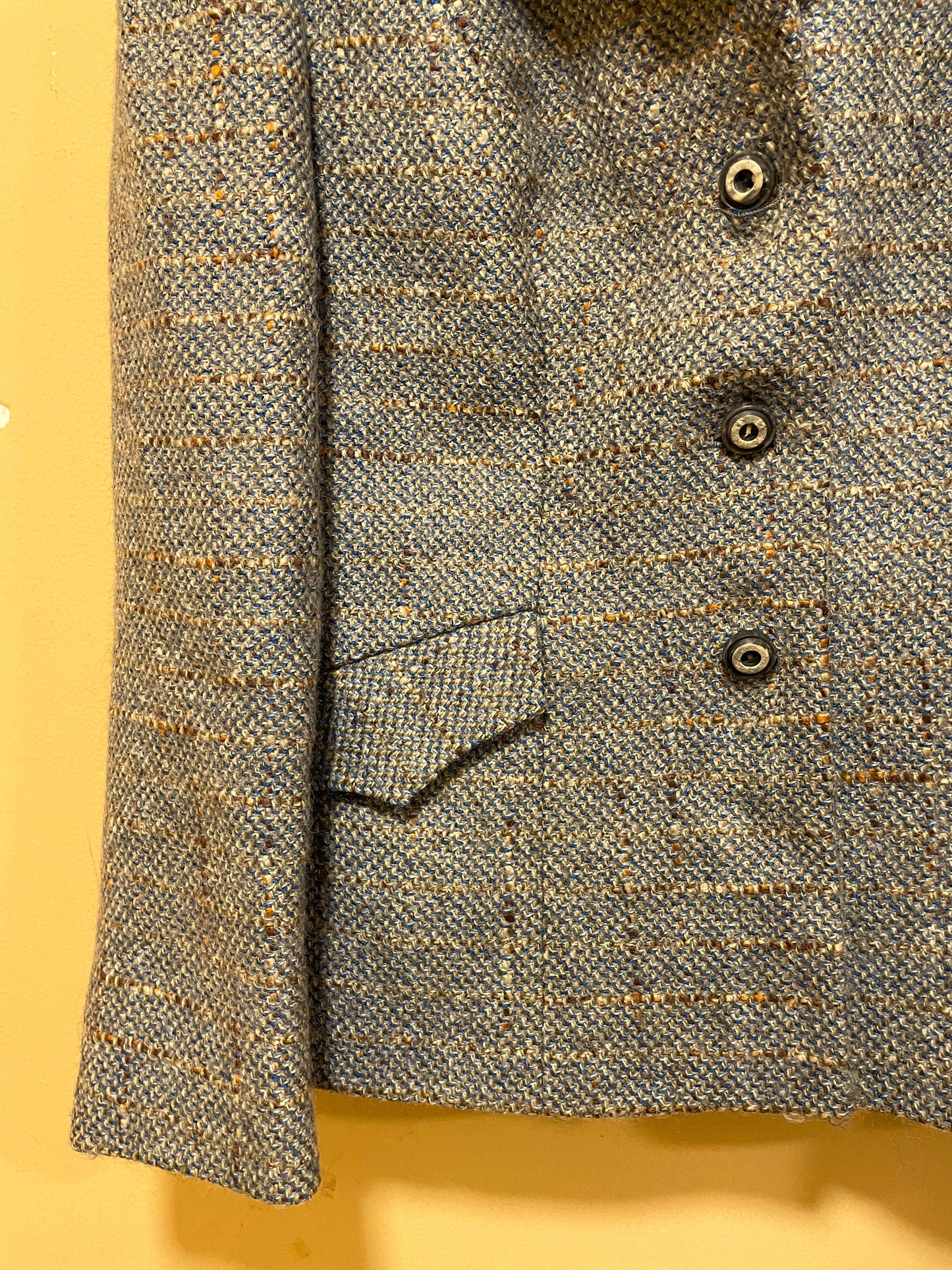 Vintage, Μάλλινο Γυναικείο Σακάκι με Γούνα σε Σιέλ / Καφέ (L/XL)