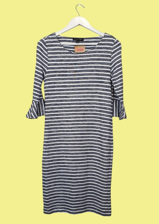 Πλεκτό Φόρεμα BANANA REPUBLIC σε Γκρι/Λευκό Χρώμα (Small)