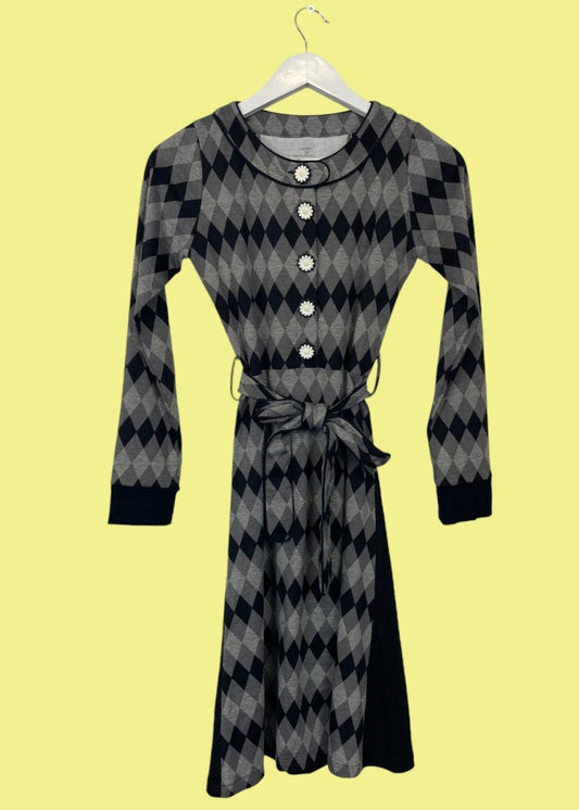 Γυναικείο Εμπριμέ Φόρεμα LUCID21 σε Γκρι/Μαύρο χρώμα (XS)