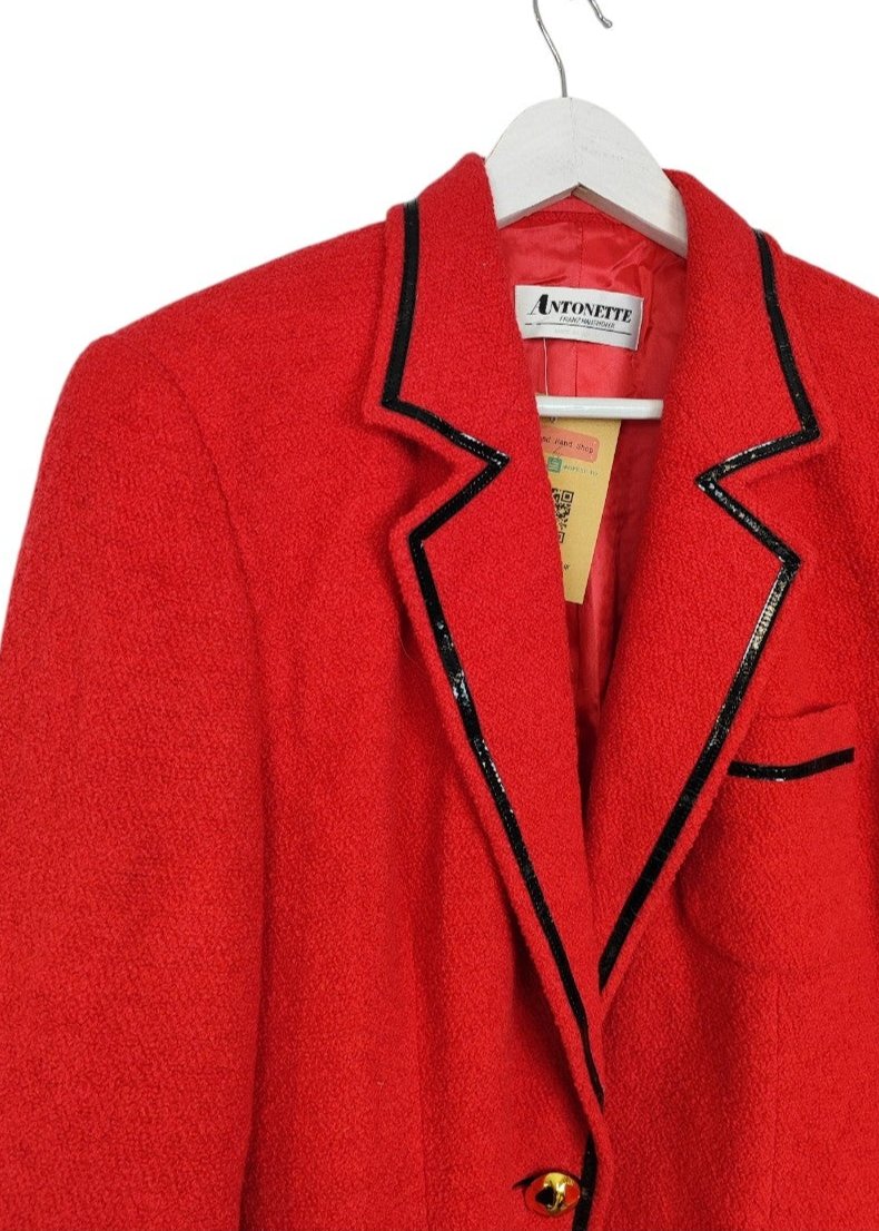 Μάλλινο, Vintage, Γυναικείο Σακάκι/Blazer ANTONETTE σε Κόκκινο Χρώμα (Medium)