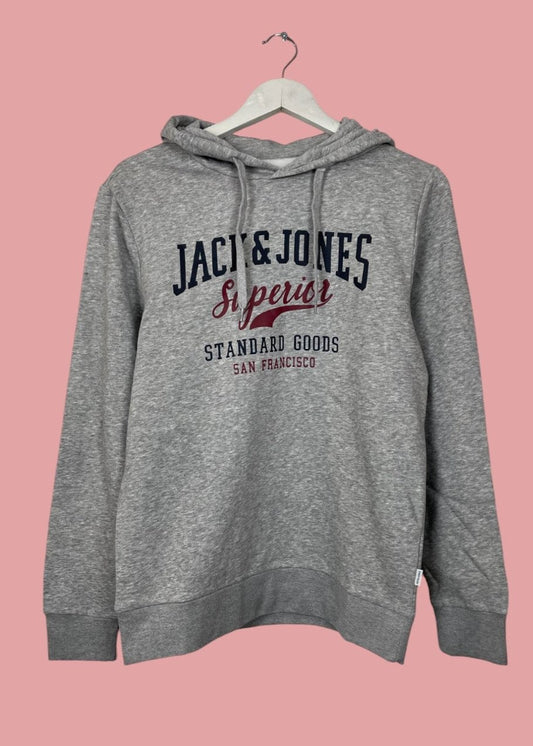 Outlet Ανδρική Φούτερ Μπλούζα JACK & JONES σε Γκρι χρώμα (Small)