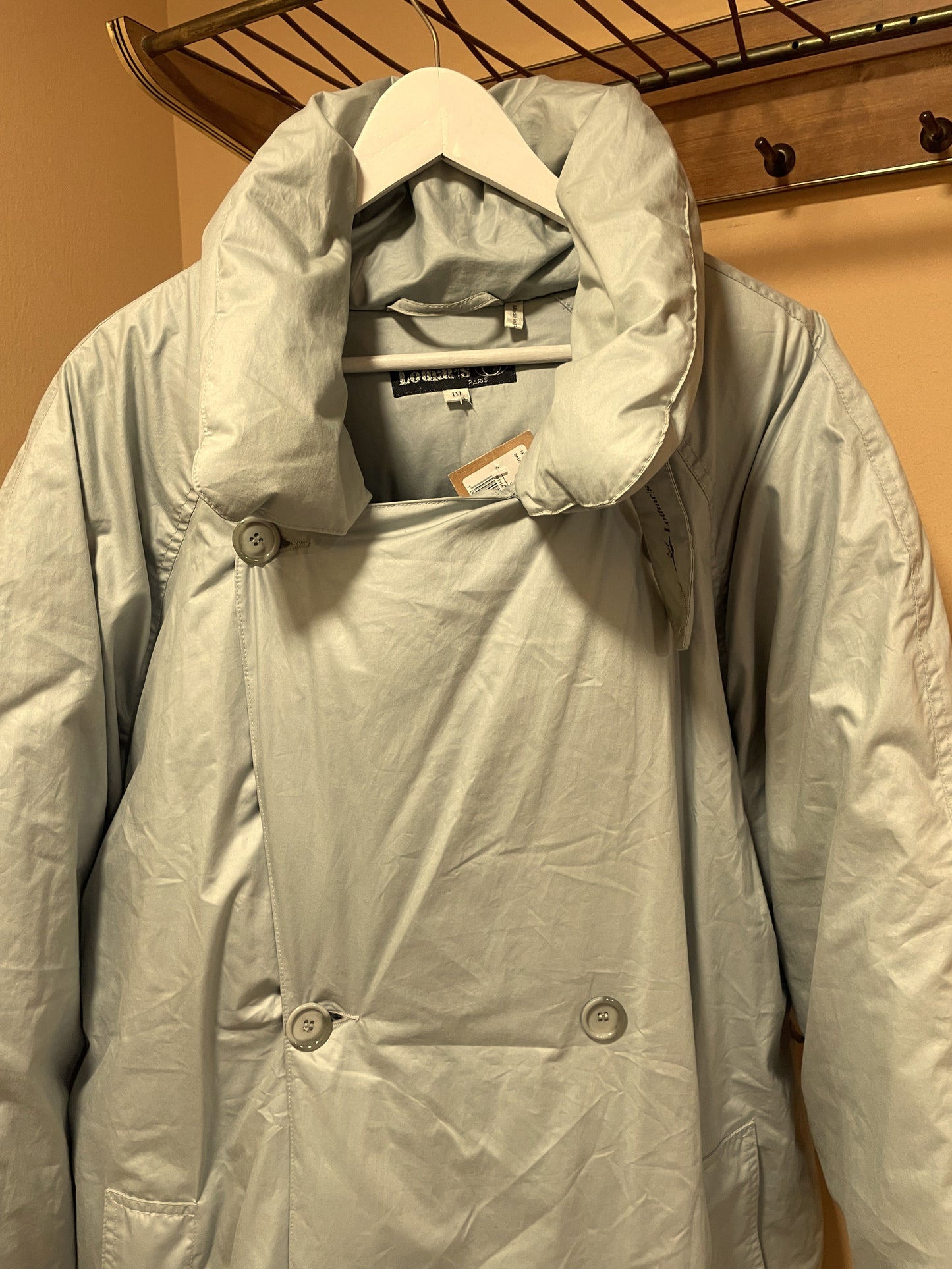 Vintage, Βαμβακερό, Μακρύ Ανδρικό Μπουφάν LOTHARS Paris σε Σιέλ του Πάγου χρώμα (Άνετο XL)