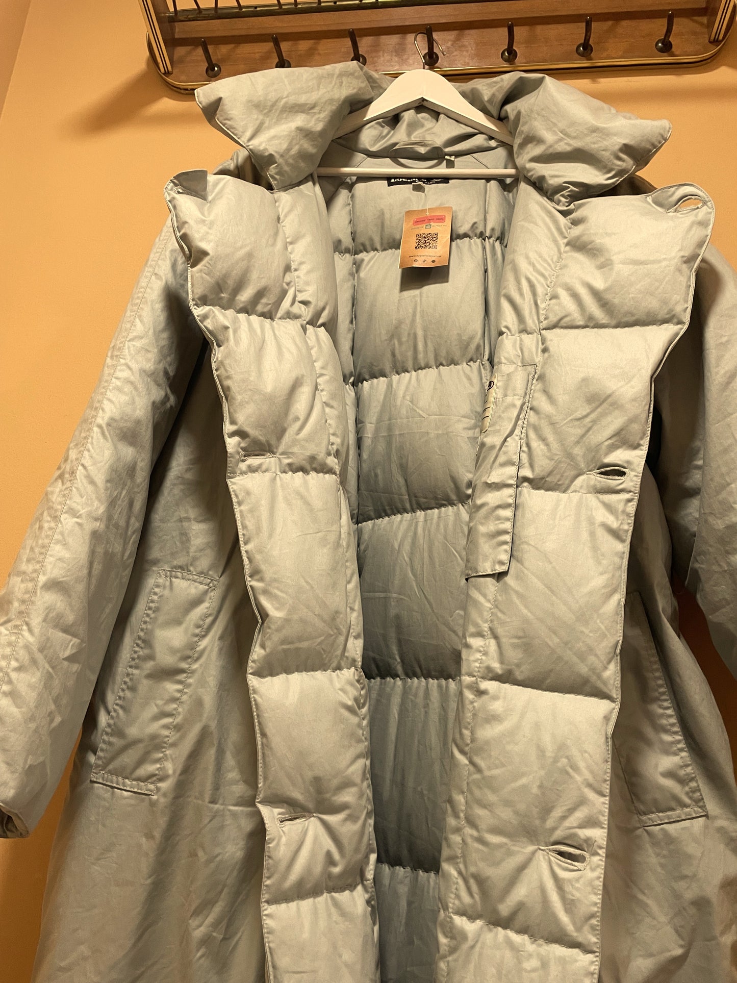 Vintage, Βαμβακερό, Μακρύ Ανδρικό Μπουφάν LOTHARS Paris σε Σιέλ του Πάγου χρώμα (Άνετο XL)