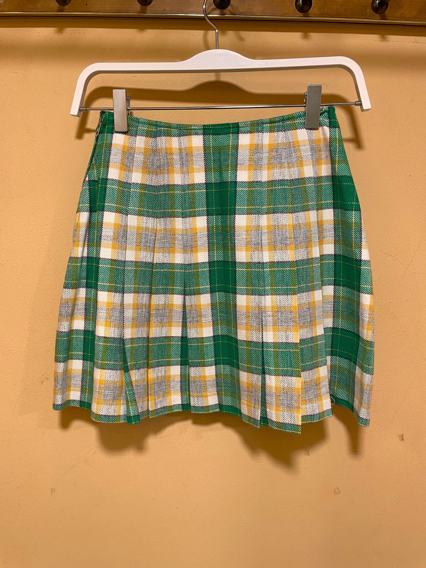 UNIQUE ITEM: Vintage Γυναικείο Σετ (Σακάκι - Φούστα) Πράσινο - Πορτοκαλί χρώμα (XS/2XS - 152cm)