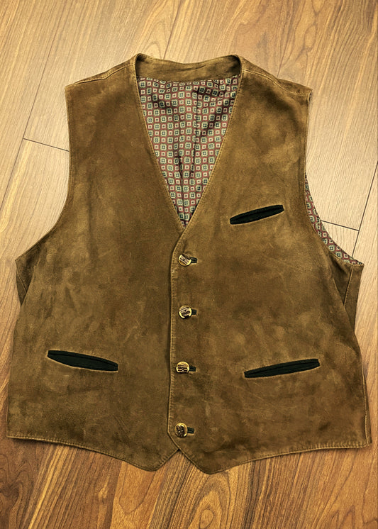 Vintage, Δερμάτινο Aνδρικό Γιλέκο ZEILER σε Καφέ Χρώμα (Large-52)