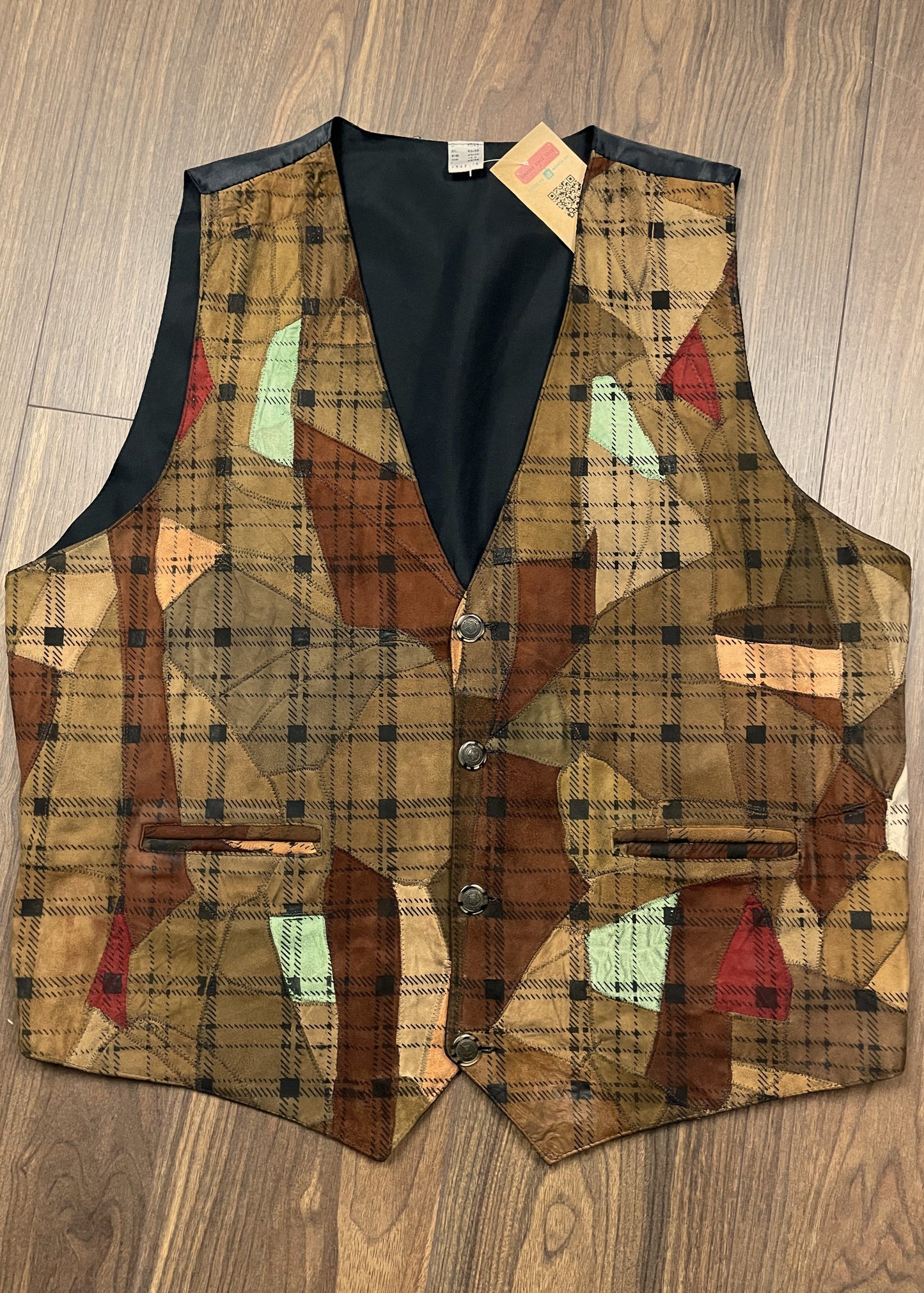 Vintage, Δερμάτινο Aνδρικό Γιλέκο σε Καφέ Χρώματα (XL/2XL)