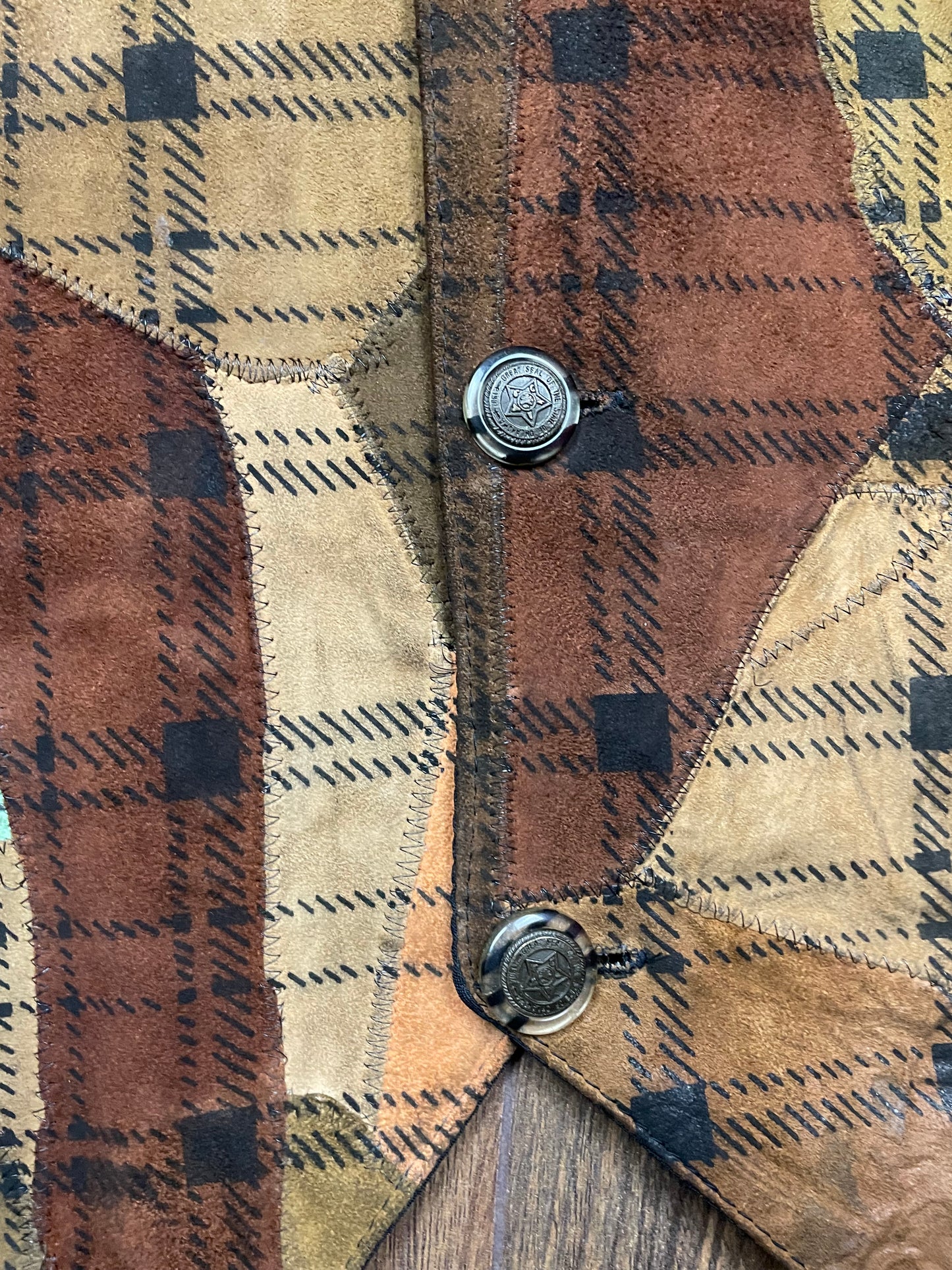 Vintage, Δερμάτινο Aνδρικό Γιλέκο σε Καφέ Χρώματα (XL/2XL)