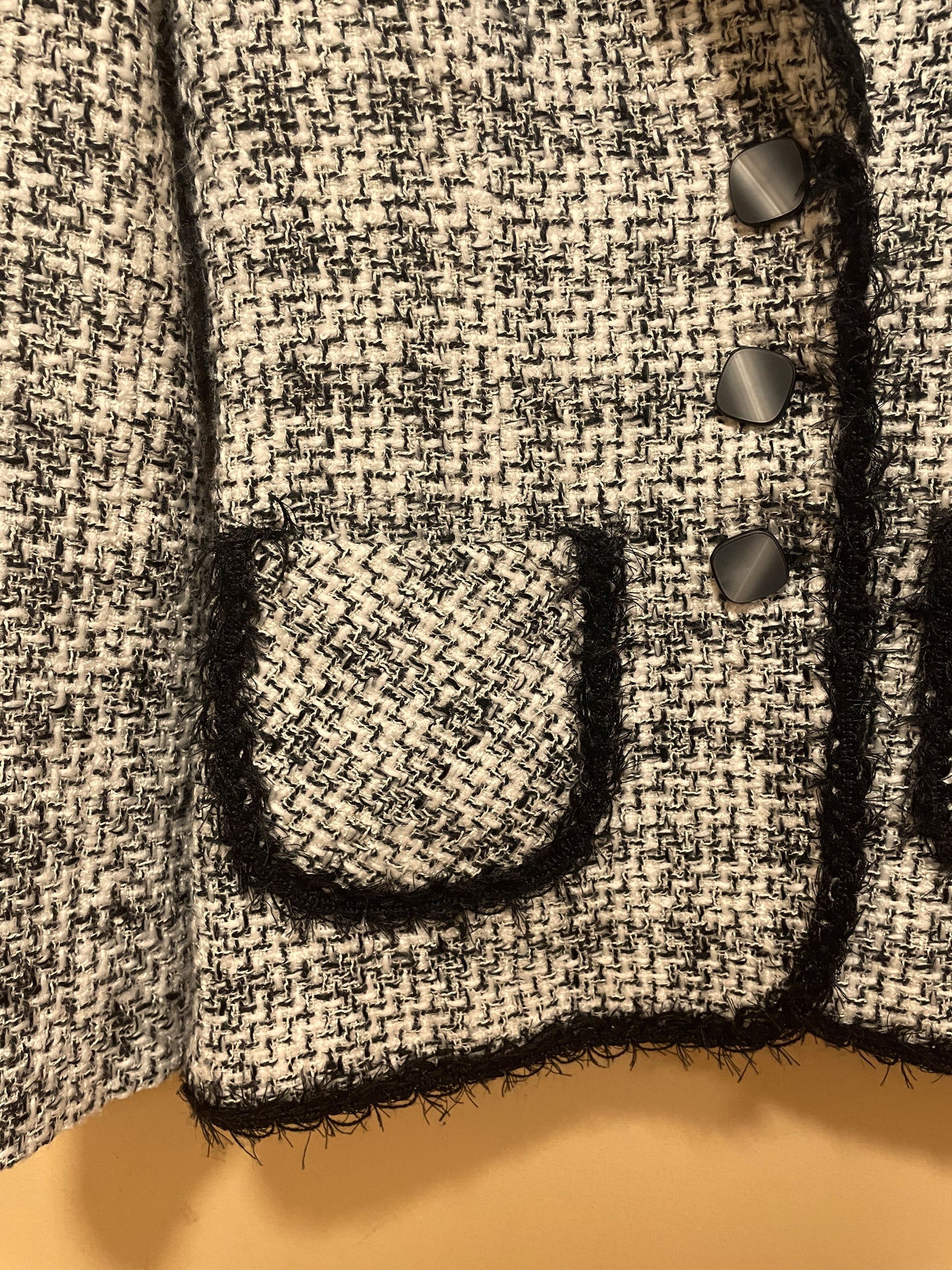 Vintage, Τουίντ Γυναικείο Σακάκι σε Ασπρόμαυρο χρώμα (Small)