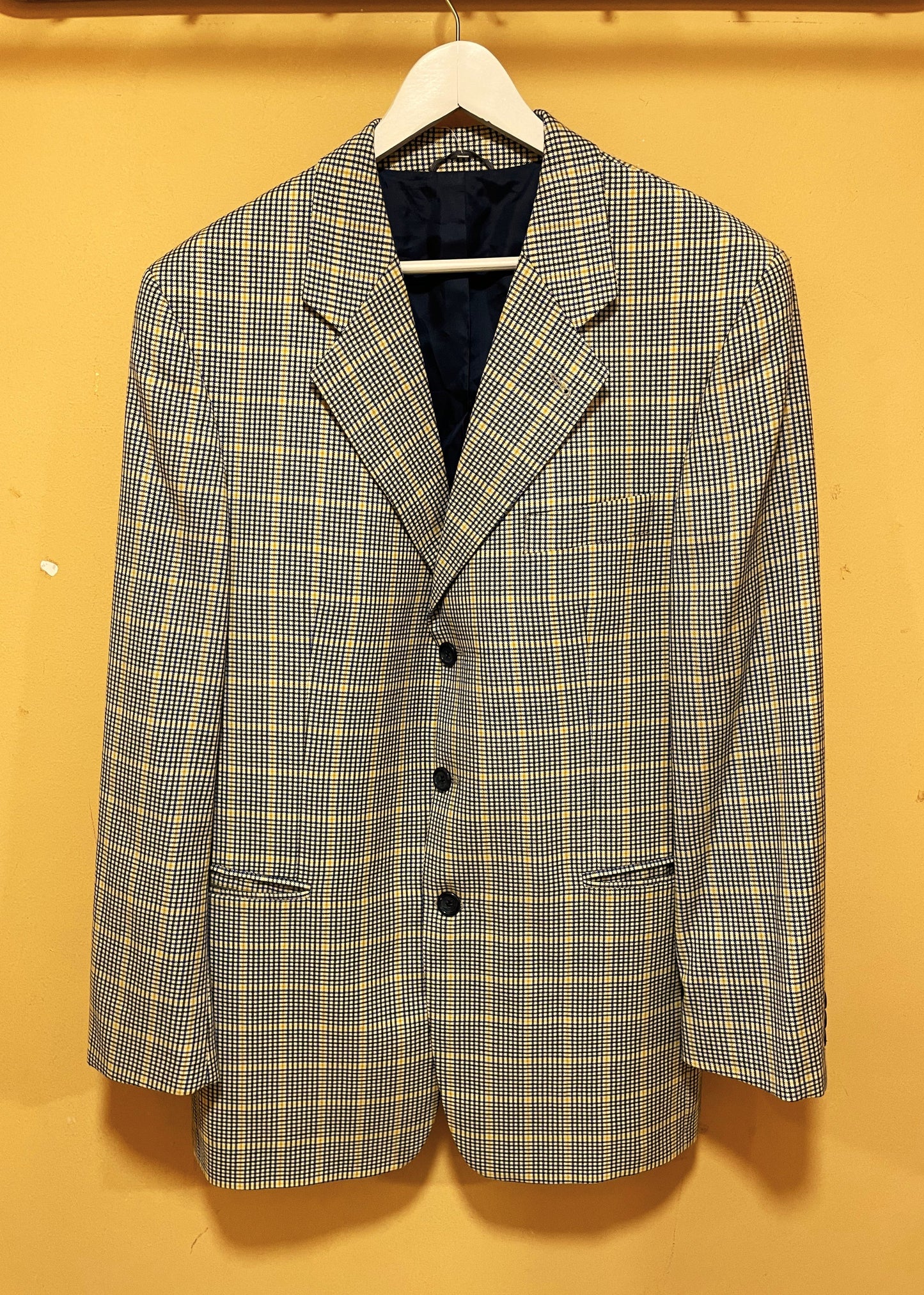 Μάλλινο, Πτι Καρό Ανδρικό Σακάκι MARIO BARUTTI σε Μπεζ - Μπλε Χρώμα