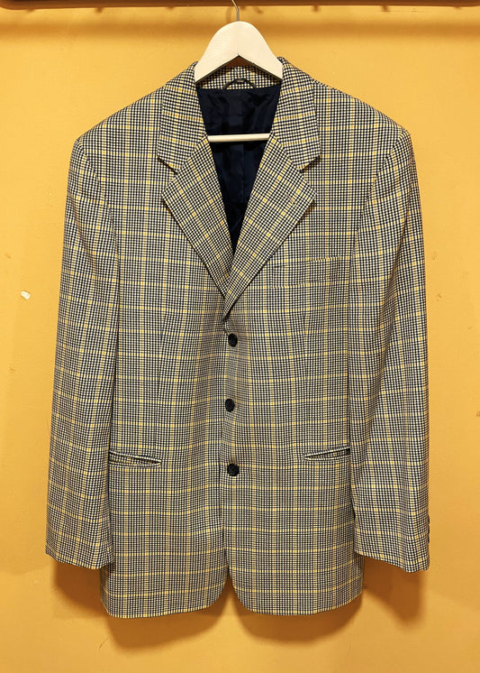 Μάλλινο, Πτι Καρό Ανδρικό Σακάκι MARIO BARUTTI σε Μπεζ - Μπλε Χρώμα