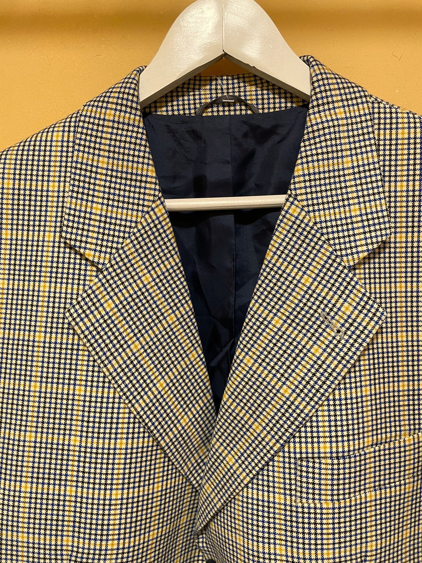 Μάλλινο, Πτι Καρό Ανδρικό Σακάκι MARIO BARUTTI σε Μπεζ - Μπλε Χρώμα (Large-52)