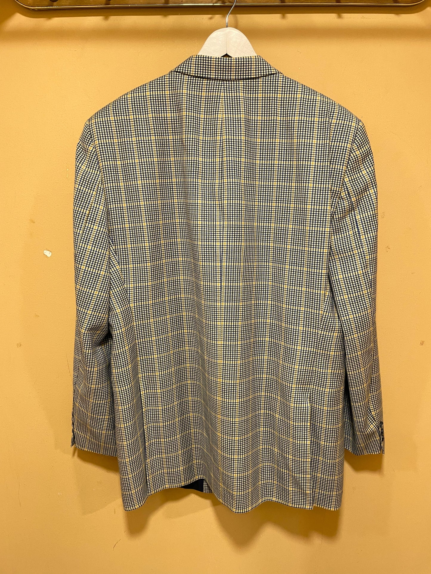 Μάλλινο, Πτι Καρό Ανδρικό Σακάκι MARIO BARUTTI σε Μπεζ - Μπλε Χρώμα (Large-52)