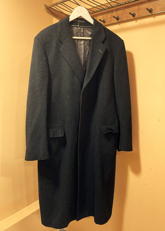 PREMIUM ΠΟΙΟΤΗΤΑΣ, Vintage Κασμιρένιο Ανδρικό Παλτό MIENTUS σε Μαύρο Γραφίτη (Medium)