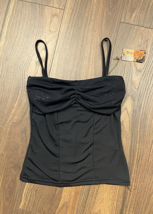 Stock, Ιταλική, Vintage Γυναικεία Μπλούζα με Τιράντες NEUROTICA σε Μαύρο χρώμα