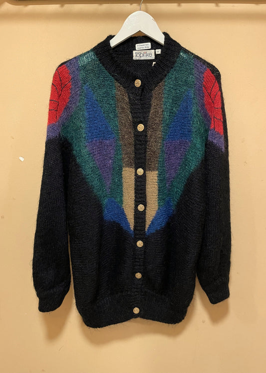Vintage, Γυναικεία Πλεκτή Ζακέτα TOPLIKE σε Μαύρο χρώμα και Παστέλ αποχρώσεις (46 - Καλύπτει μέχρι και XL)