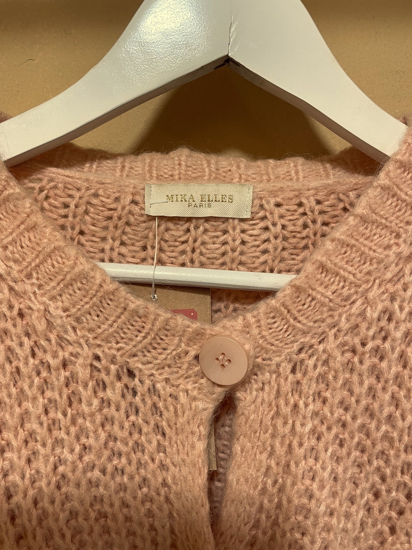 Πλεκτή Γυναικεία Ζακέτα MIKA ELLES Paris σε Σομόν χρώμα (Large)