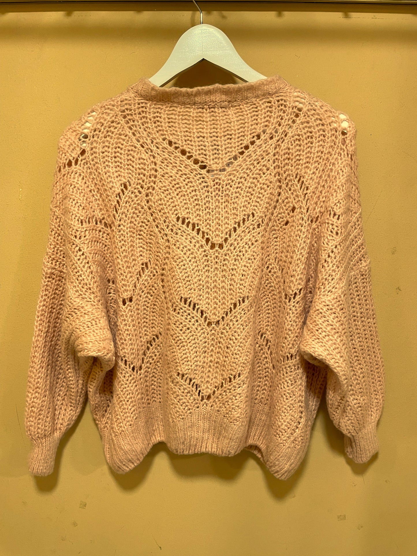 Πλεκτή Γυναικεία Ζακέτα MIKA ELLES Paris σε Σομόν χρώμα (Large)