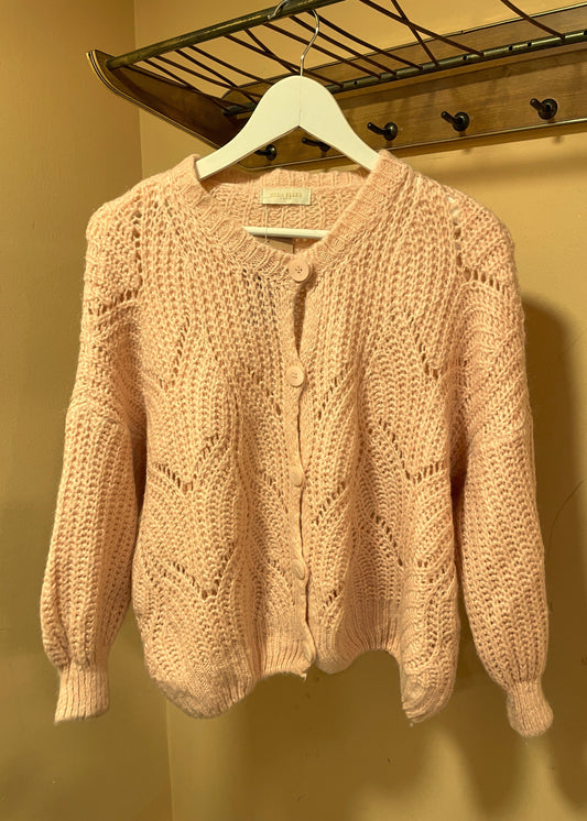 Πλεκτή Γυναικεία Ζακέτα MIKA ELLES Paris σε Σομόν χρώμα (Large)