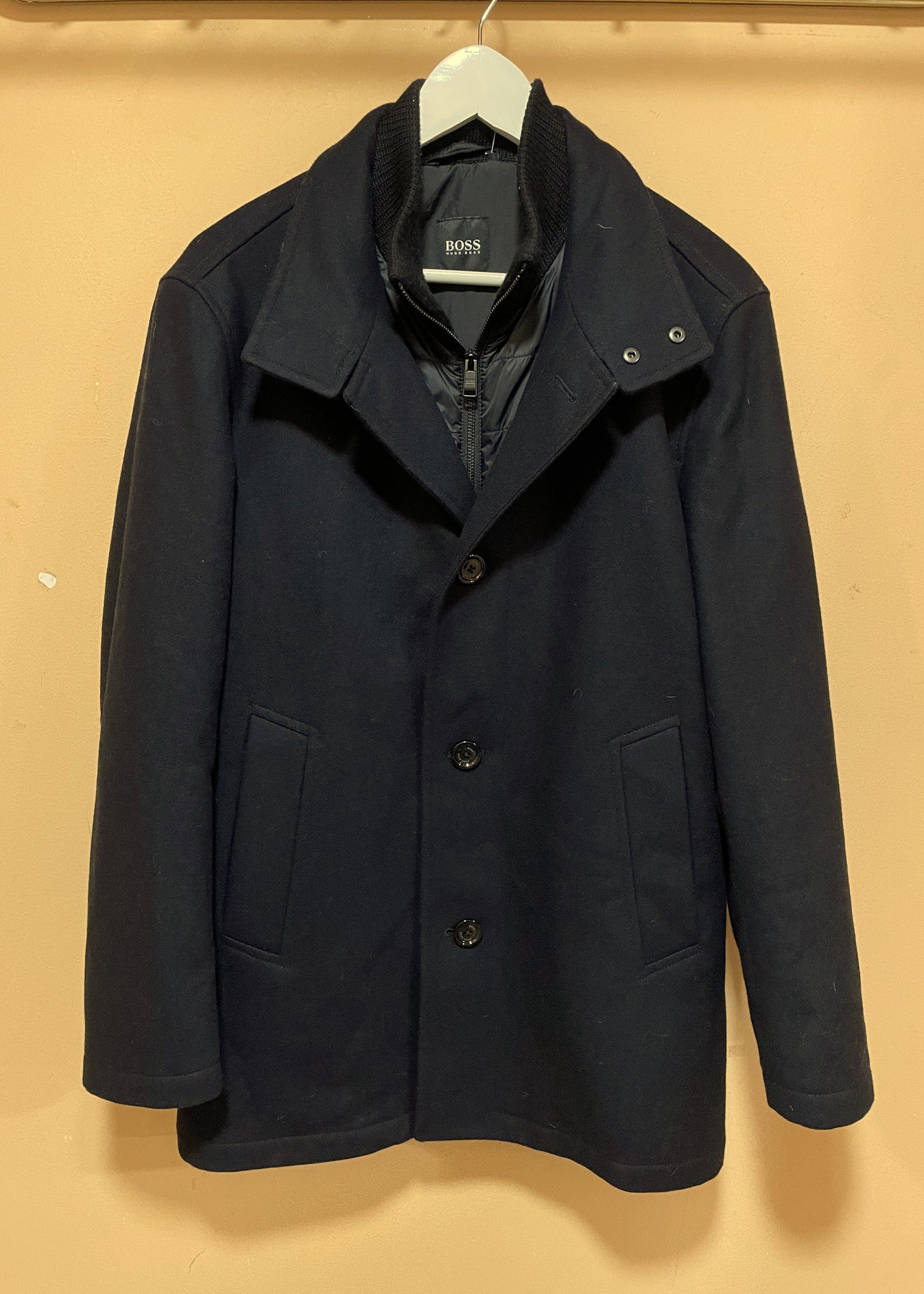 Μάλλινο Ανδρικό Ημίπαλτο HUGO BOSS σε Μαύρο Χρώμα (Medium-No 44)