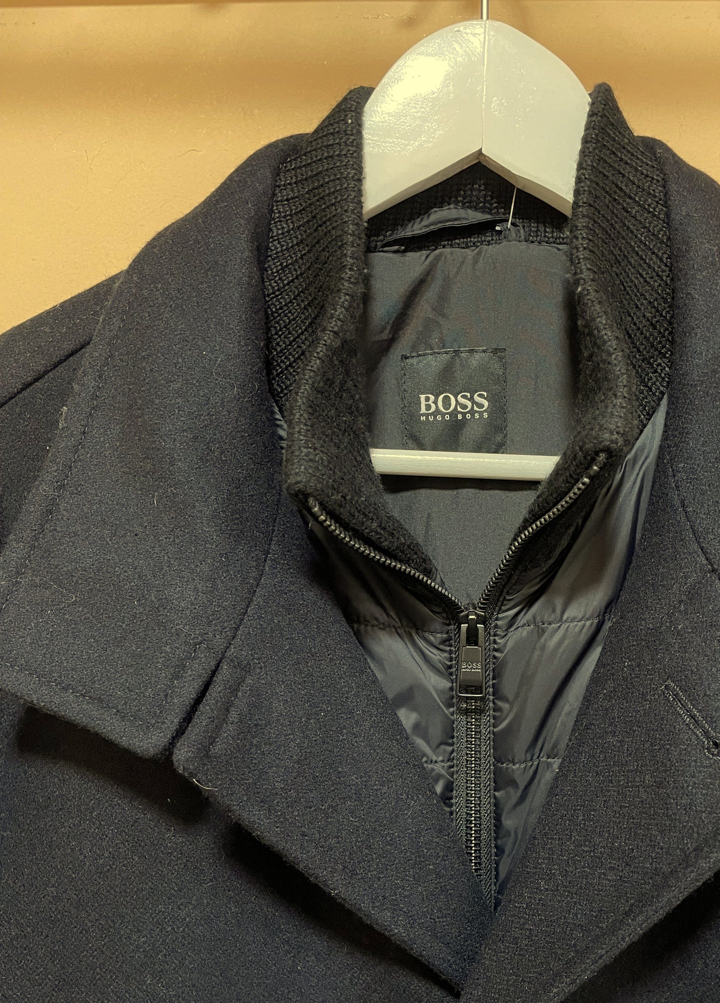 Μάλλινο Ανδρικό Ημίπαλτο HUGO BOSS σε Μαύρο Χρώμα (Medium-No 44)