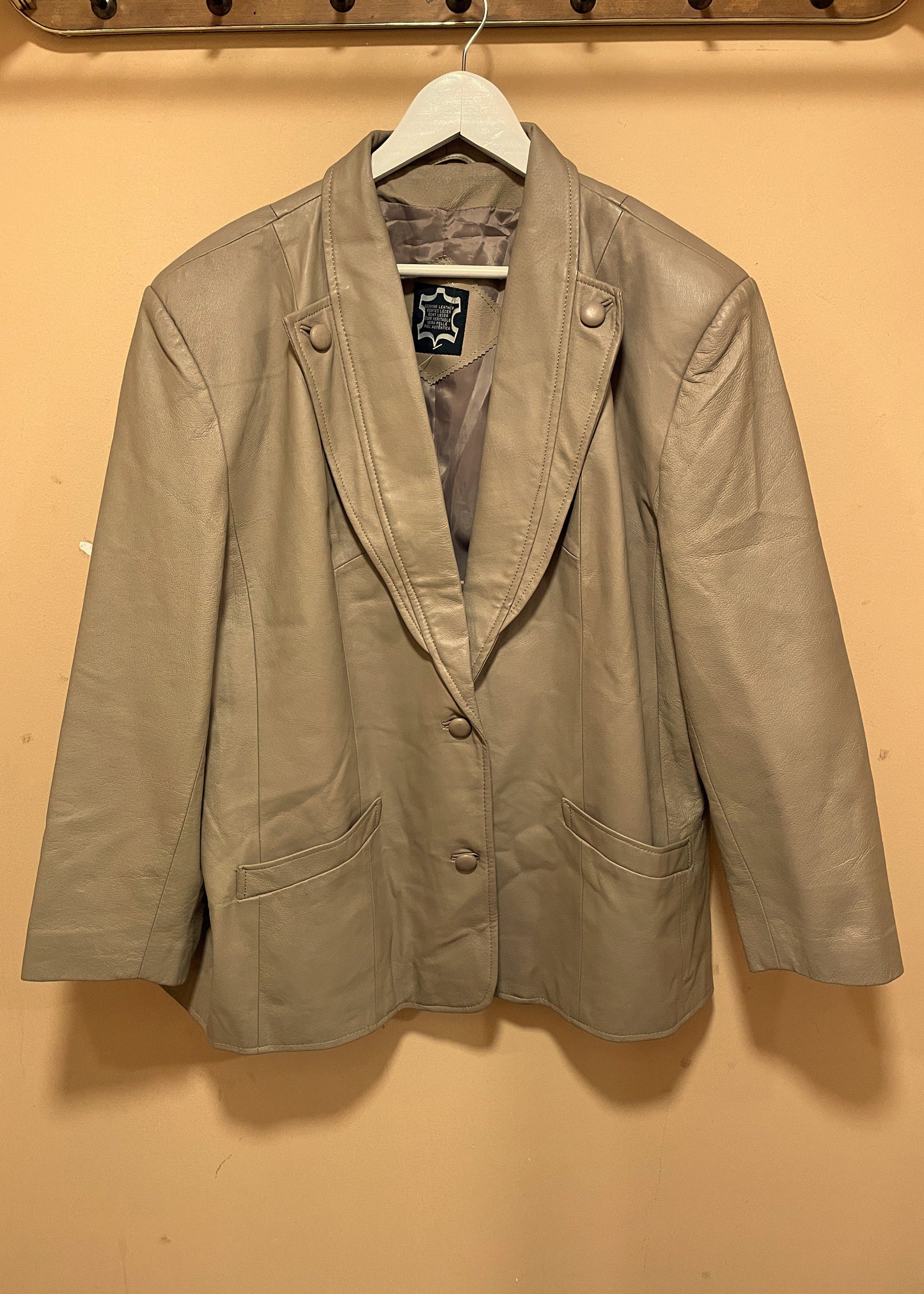 Vintage, Δερμάτινο Γυναικείο Τζάκετ / Πανωφόρι στο χρώμα του Πούρου