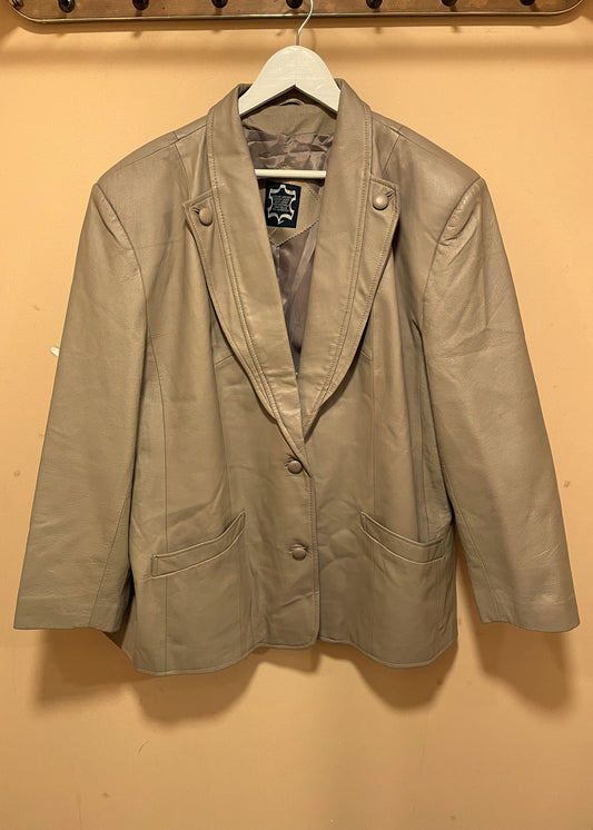 Vintage, Δερμάτινο Γυναικείο Τζάκετ / Πανωφόρι στο χρώμα του Πούρου